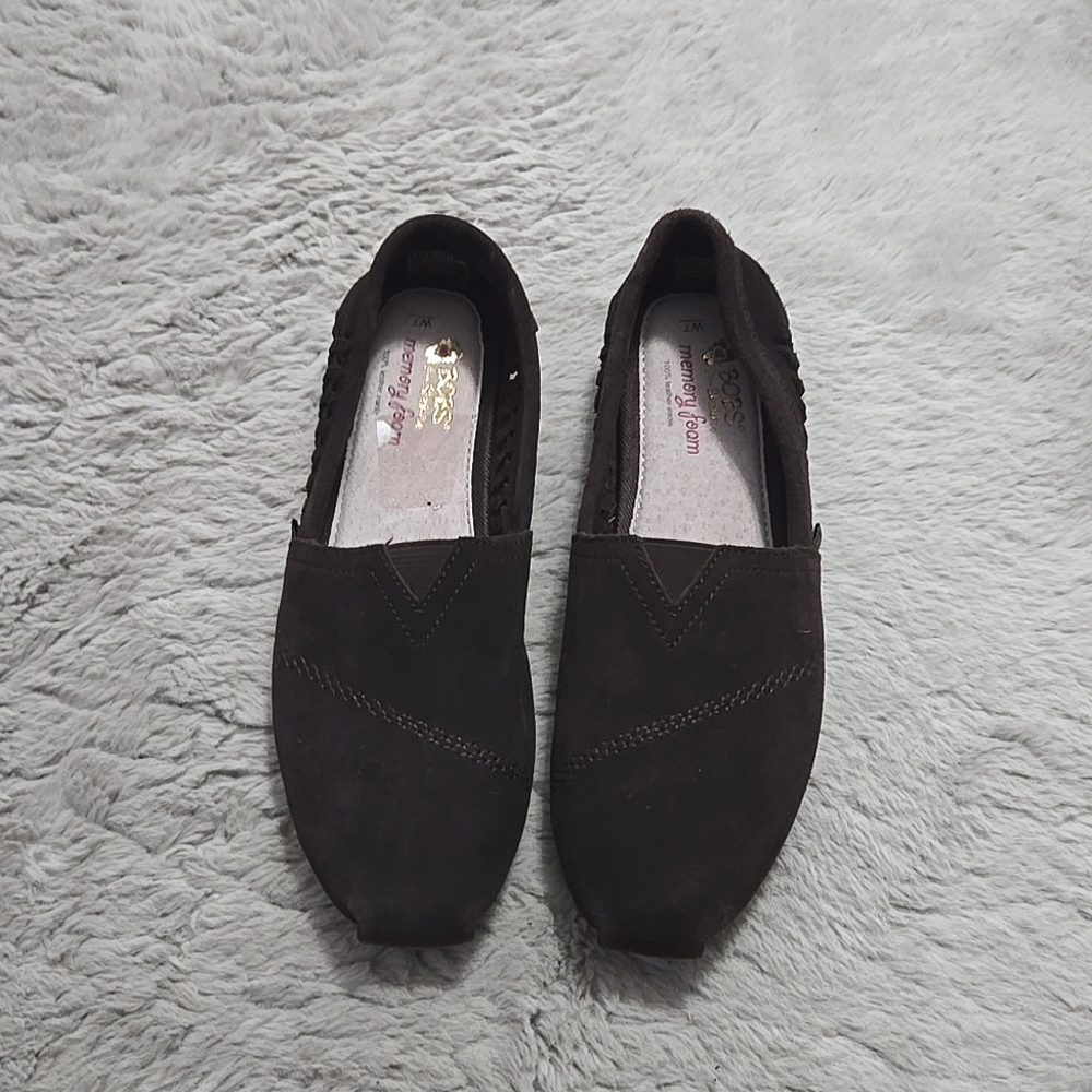 BOBS Skechers brown suede slip on shoes size 7